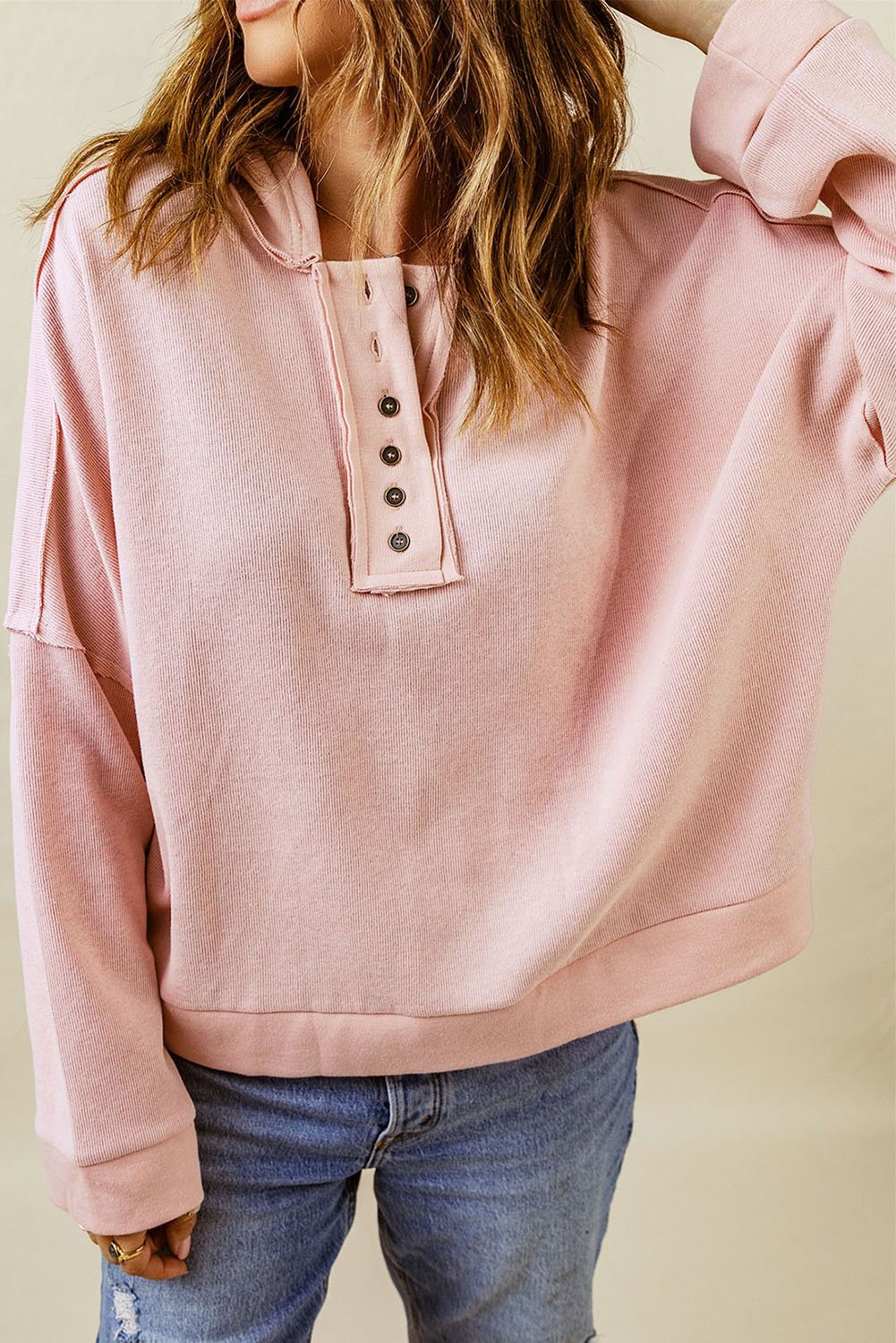 Ellanaya Solid Patchwork Trim Hoodie - Rustic Avenue