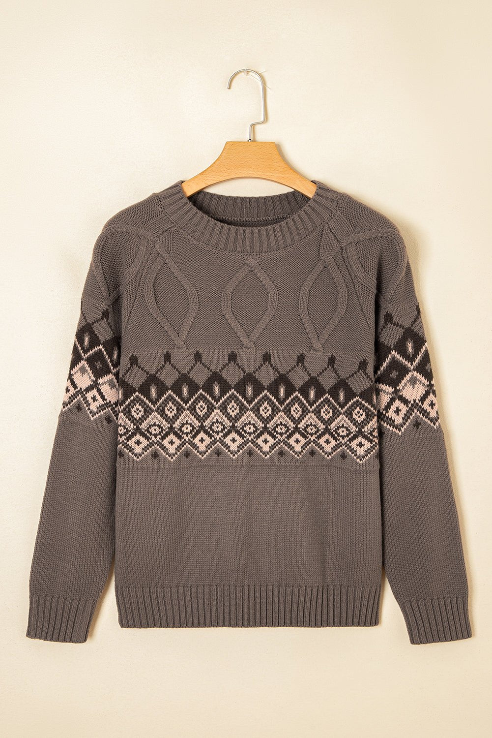 Alana Western Geometric Patterned Crew Neck Knitted Sweater - Rustic Avenue