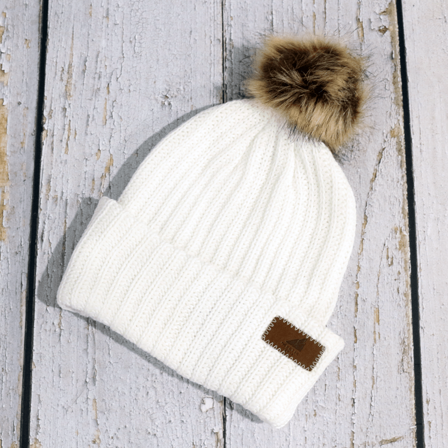 Adult Cotton Cuff with Shepard Pom Bright White - Rustic Avenue