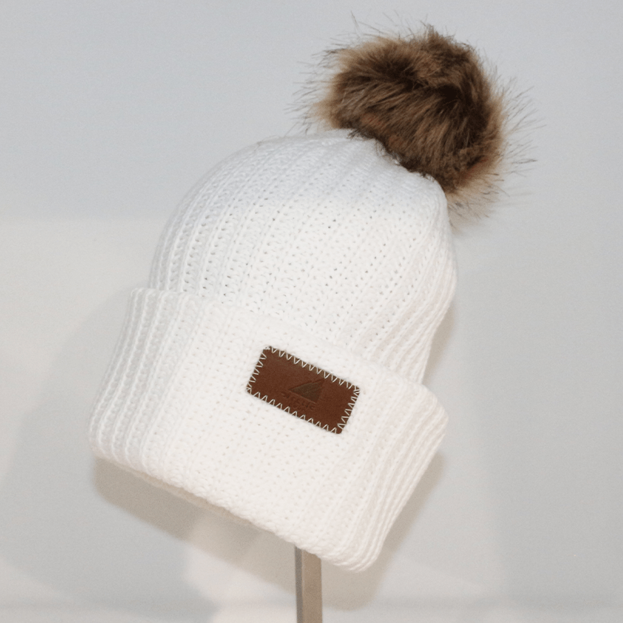 Adult Cotton Cuff with Shepard Pom Bright White - Rustic Avenue