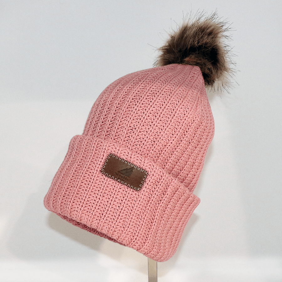 Adult Cotton Cuff with Shepard Pom Rose Tan - Rustic Avenue