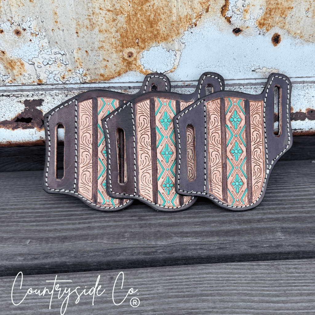 Aztec Tooled Leather Knife Sheath - Rustic Avenue