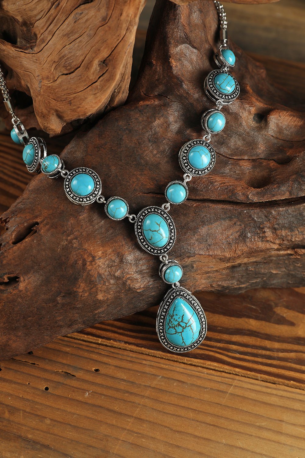 Turquoise Water Drop Accent Necklace - Rustic Avenue