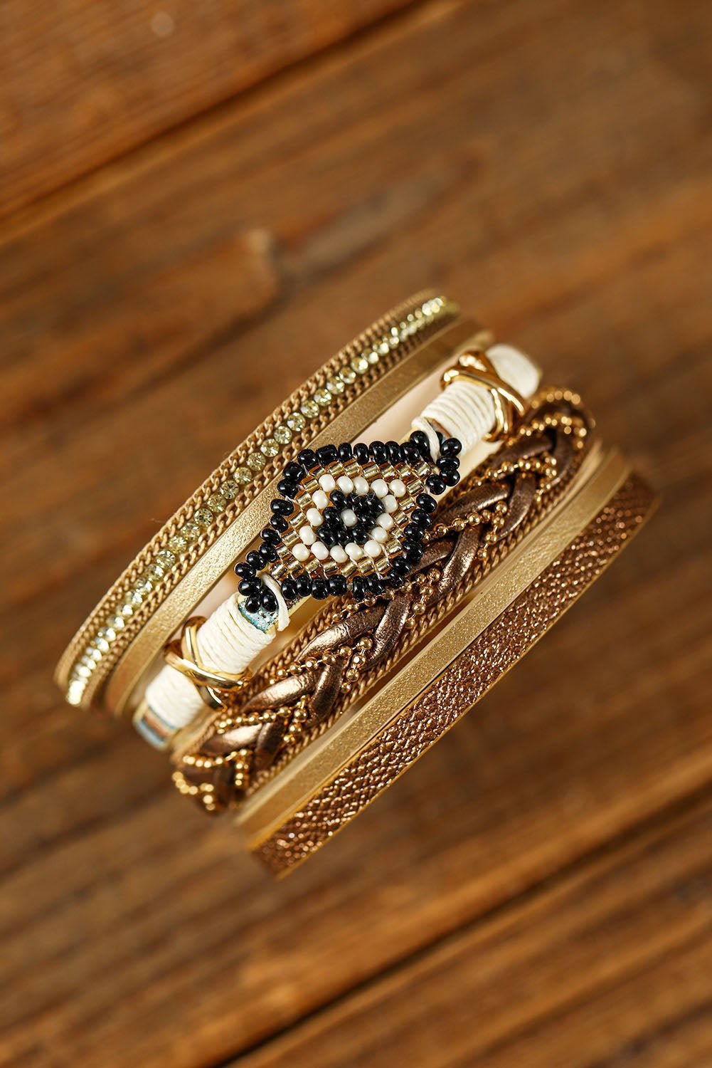 Multicolor Rhinestone Beaded Magnetic Buckle Bracelet - Rustic Avenue