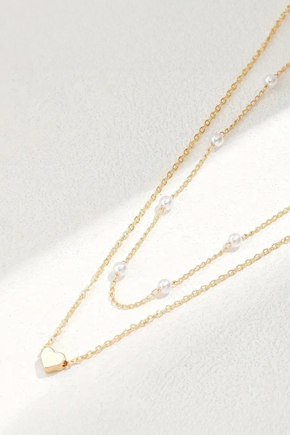 Heart and Pearl Detail 2pcs Layered Necklace - Rustic Avenue