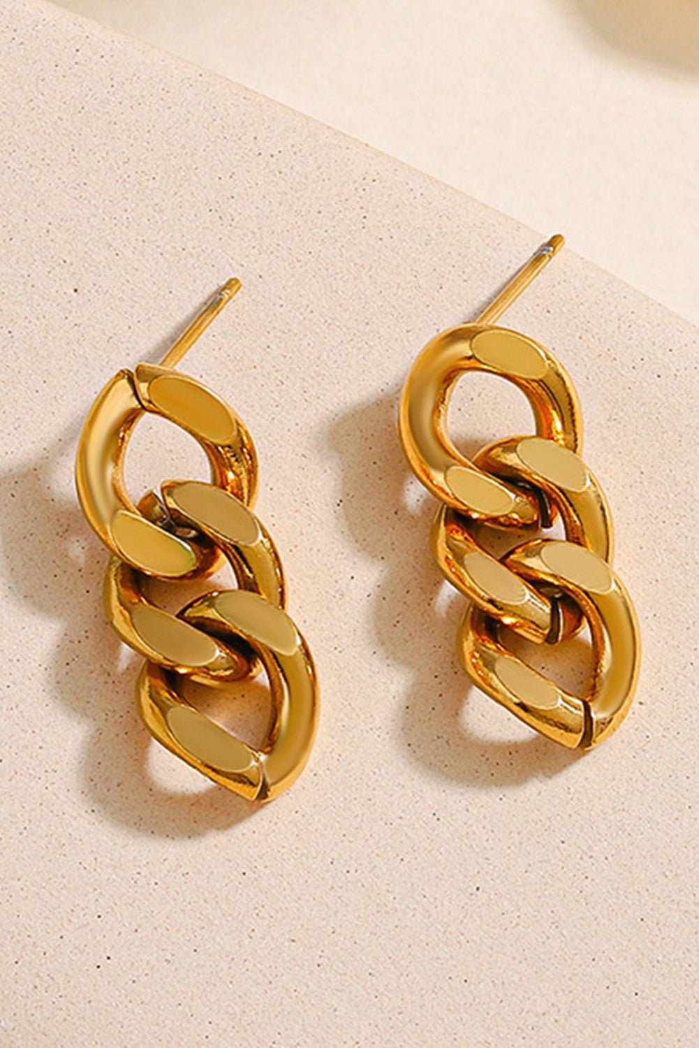 Gold Chain Link Plate Alloy Drop Earrings - Rustic Avenue