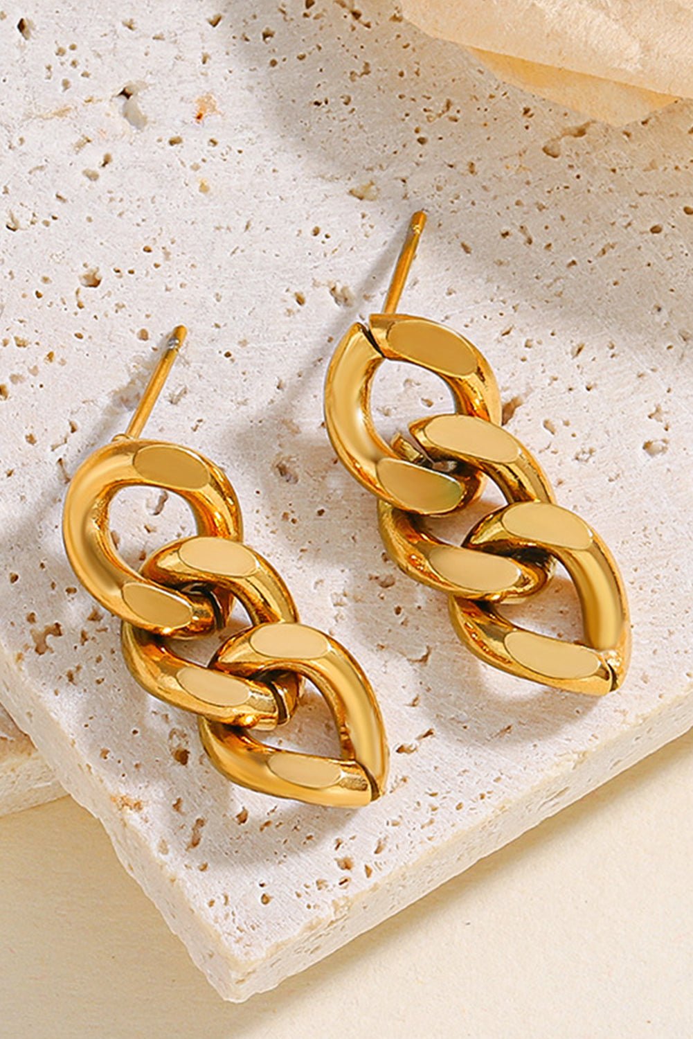 Gold Chain Link Plate Alloy Drop Earrings - Rustic Avenue
