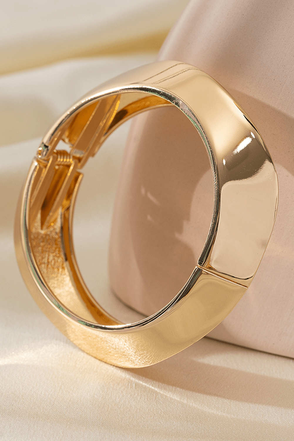 Gold Asymmetric Plated Alloy Bangle Bracelet - Rustic Avenue