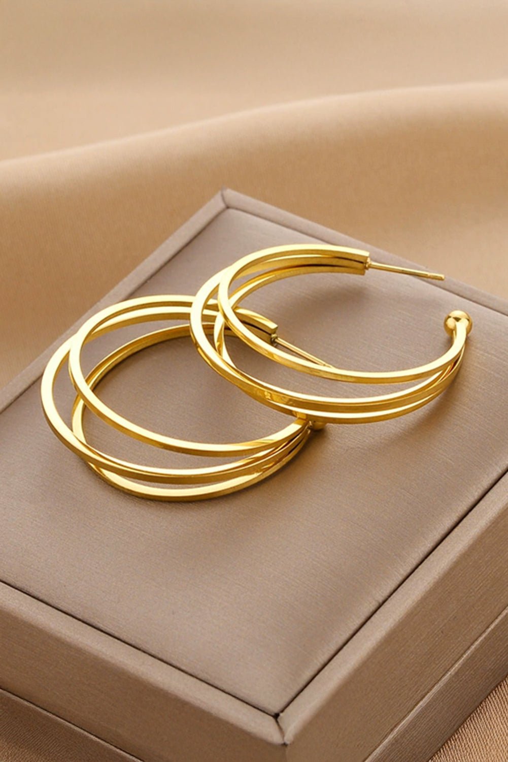 Gold Minimalist Triple Hoop Earrings - Rustic Avenue