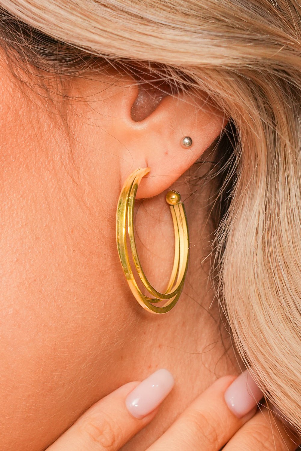 Gold Minimalist Triple Hoop Earrings - Rustic Avenue
