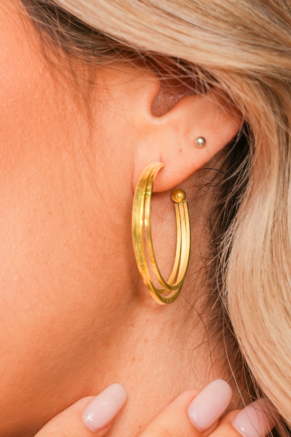 Gold Minimalist Triple Hoop Earrings - Rustic Avenue