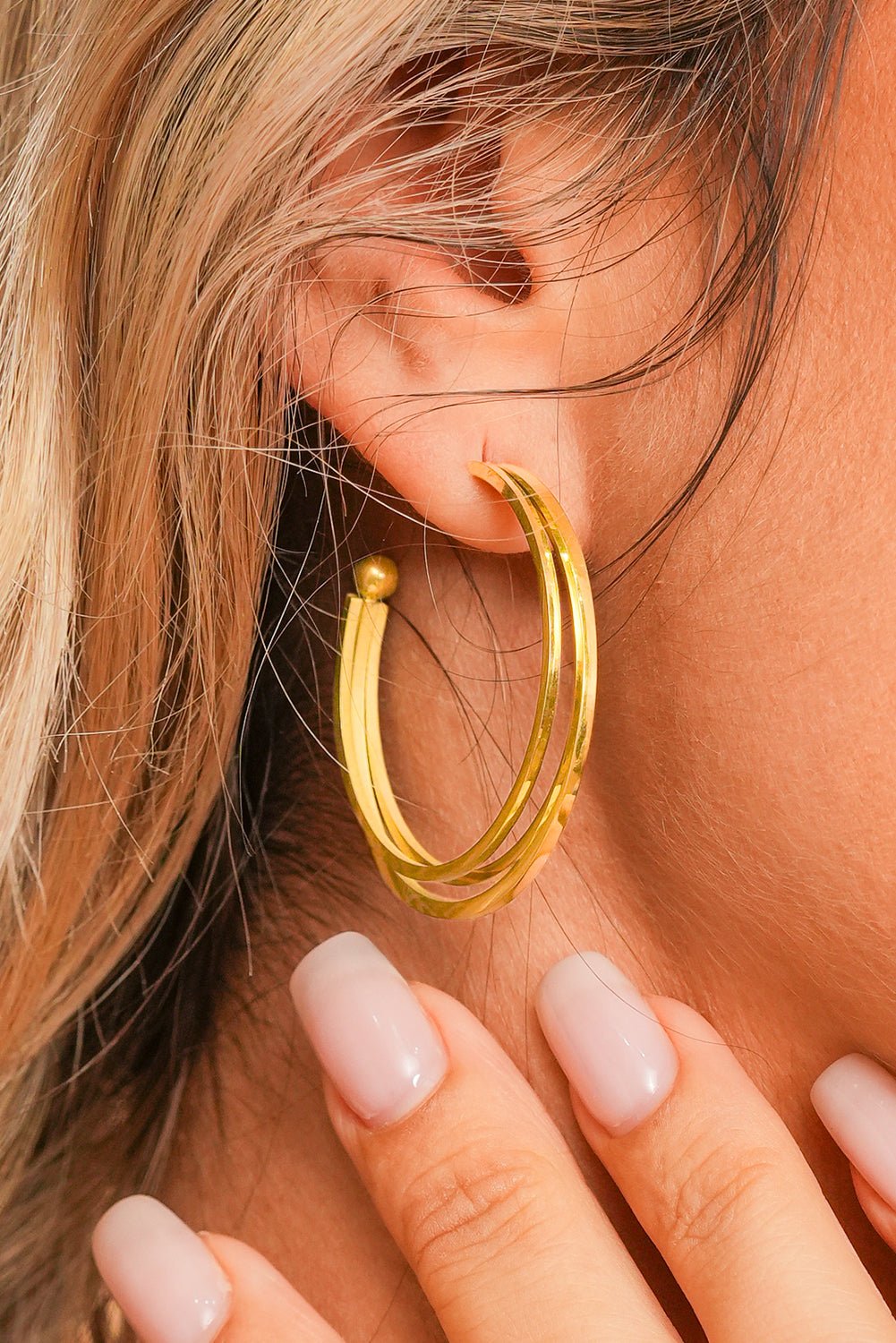 Gold Minimalist Triple Hoop Earrings - Rustic Avenue