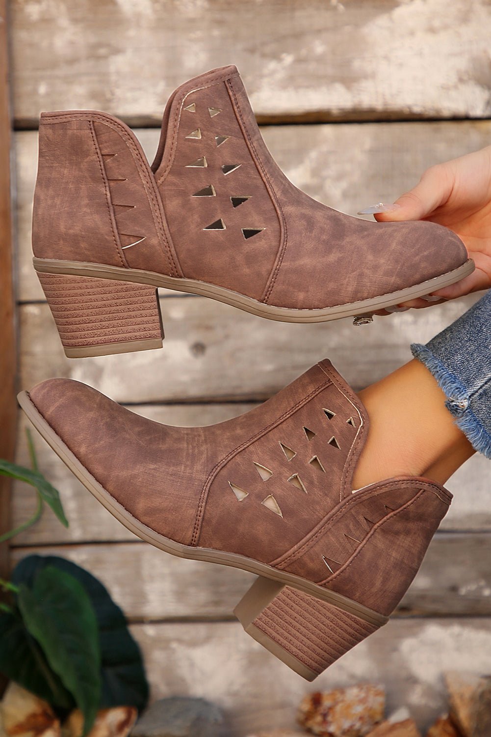 Quinn Cut Out Suede Ankle Boots - Rustic Avenue