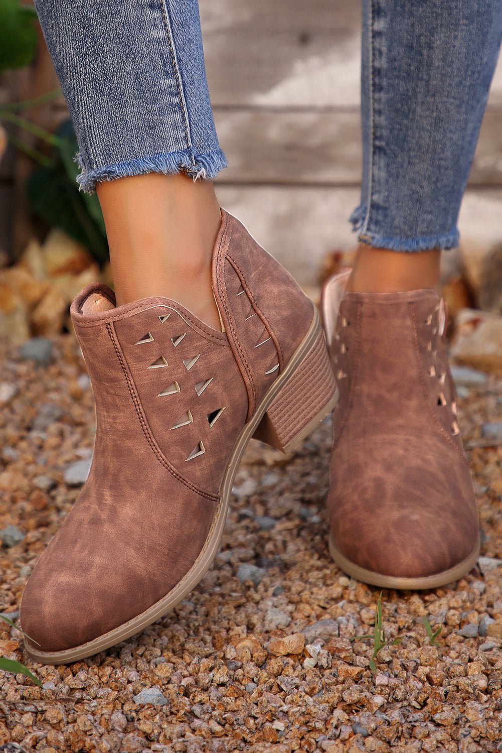 Quinn Cut Out Suede Ankle Boots - Rustic Avenue