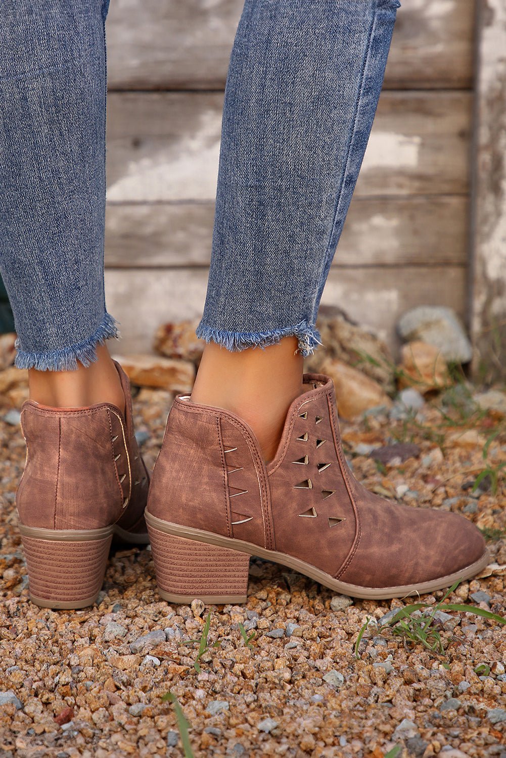 Quinn Cut Out Suede Ankle Boots - Rustic Avenue
