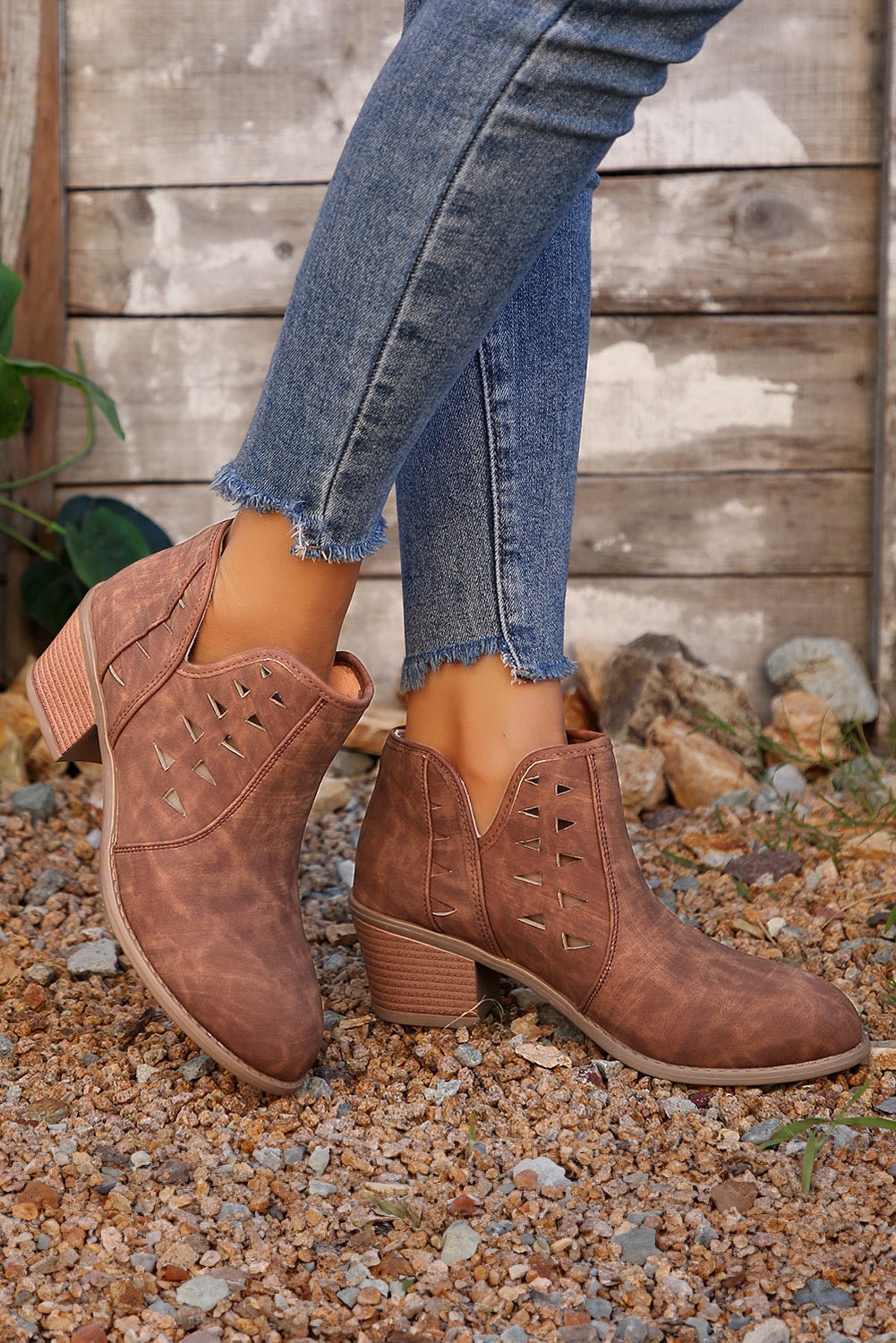 Quinn Cut Out Suede Ankle Boots - Rustic Avenue