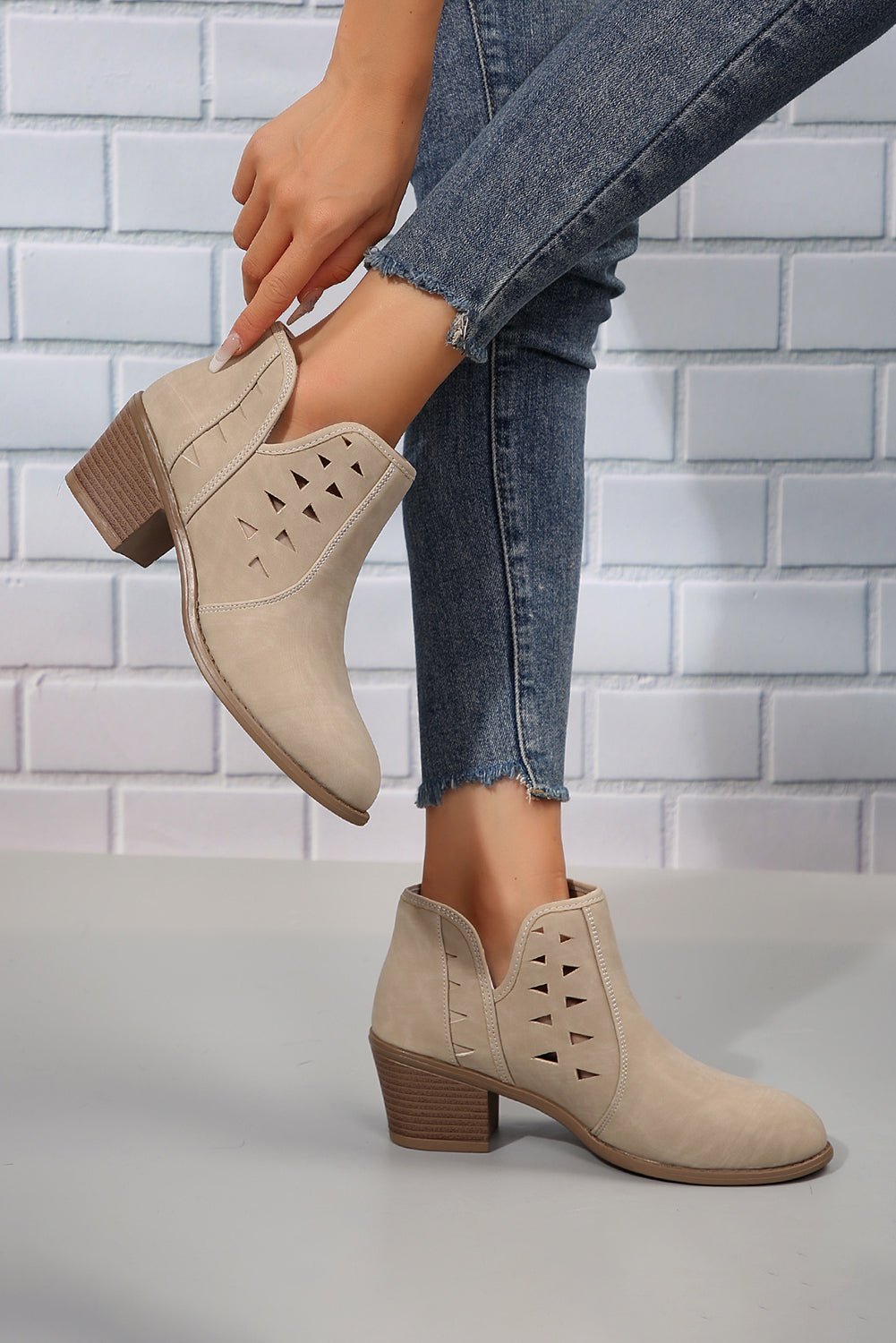 Quinn Cut Out Suede Ankle Boots - Rustic Avenue
