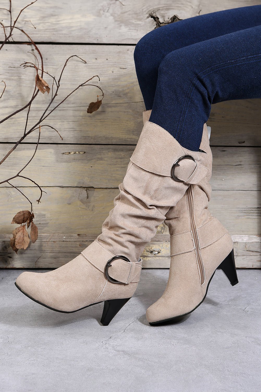 Kennedy Dual Buckle Strap Side Zip Boots - Rustic Avenue