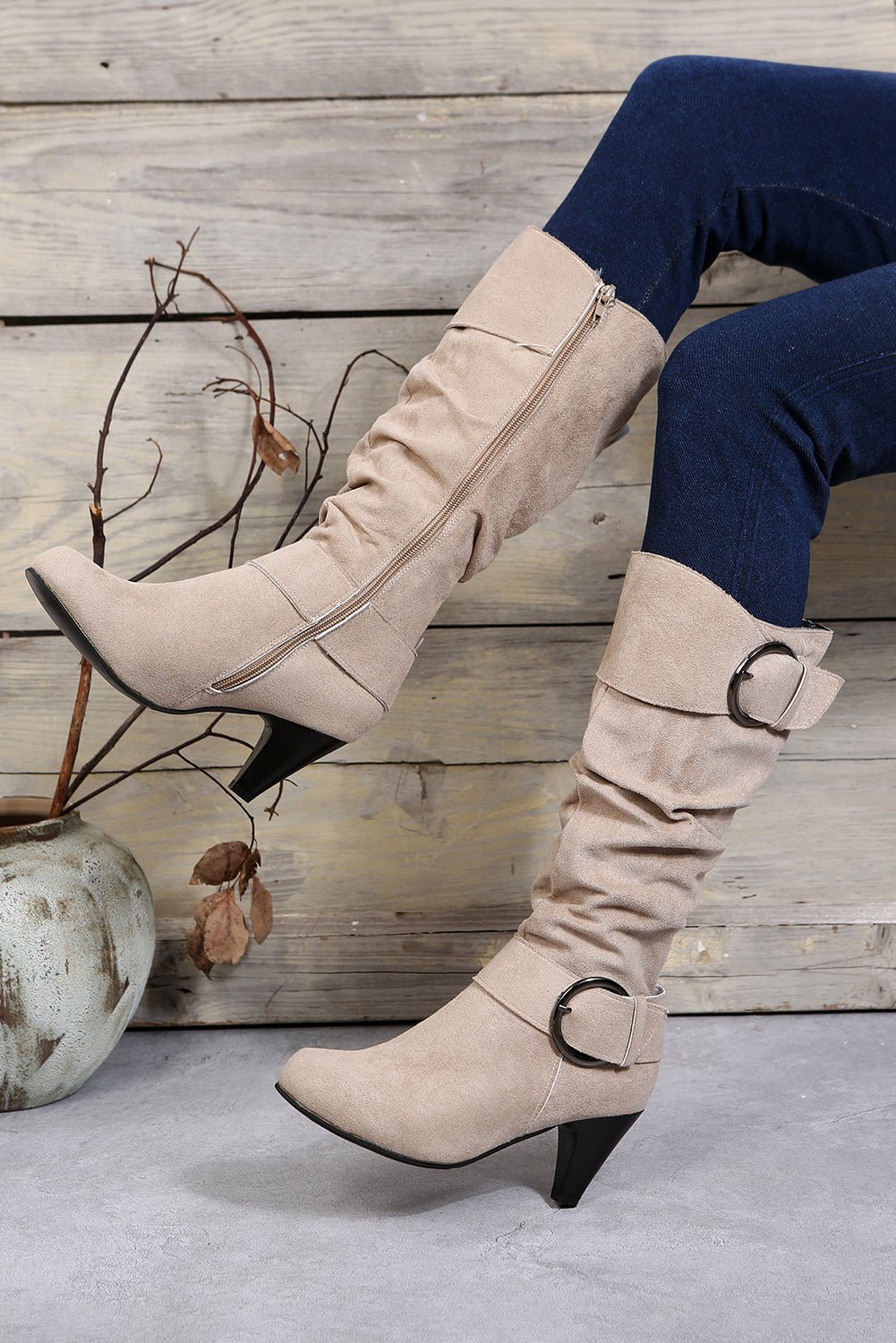 Kennedy Dual Buckle Strap Side Zip Boots - Rustic Avenue