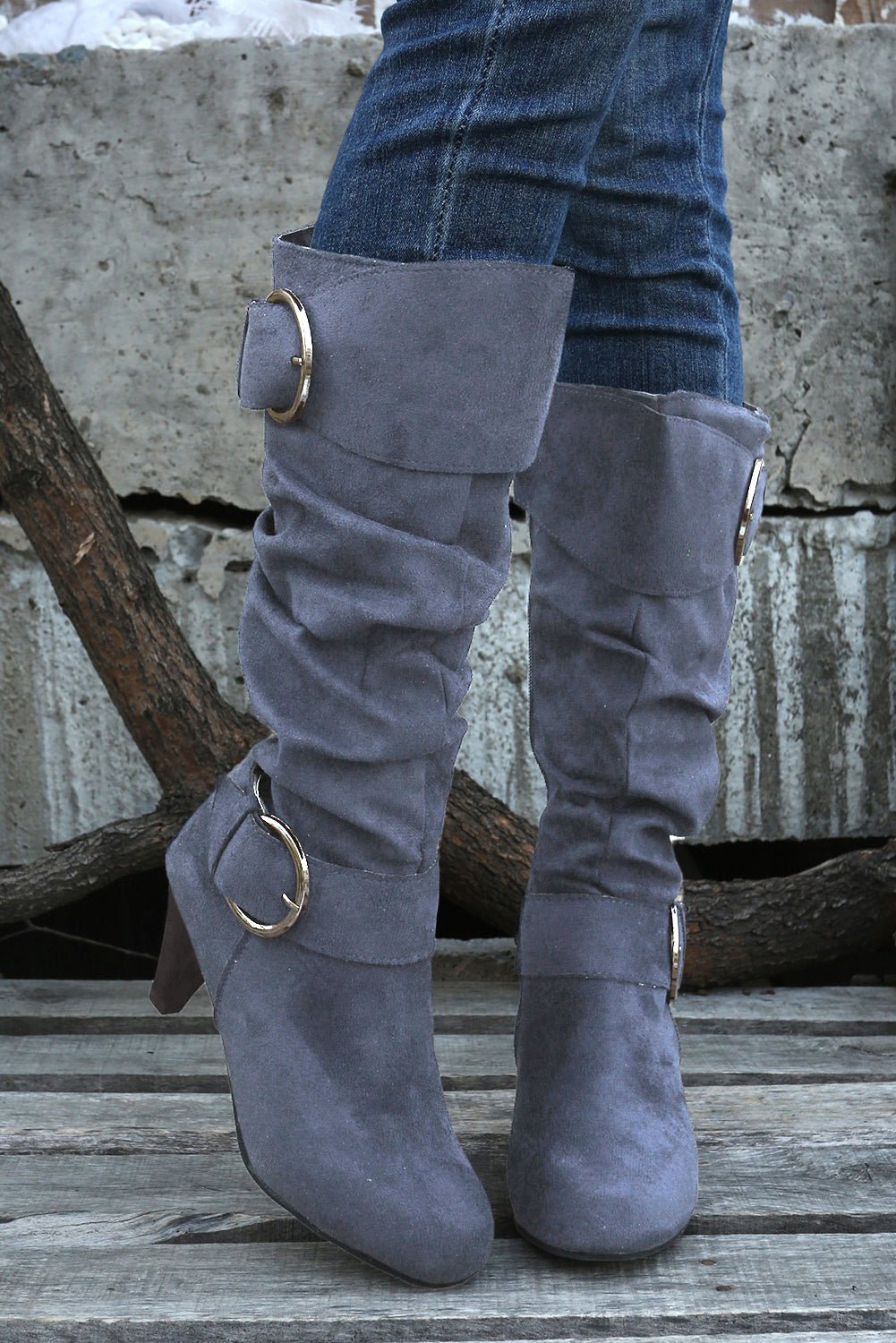 Kennedy Dual Buckle Strap Side Zip Boots - Rustic Avenue