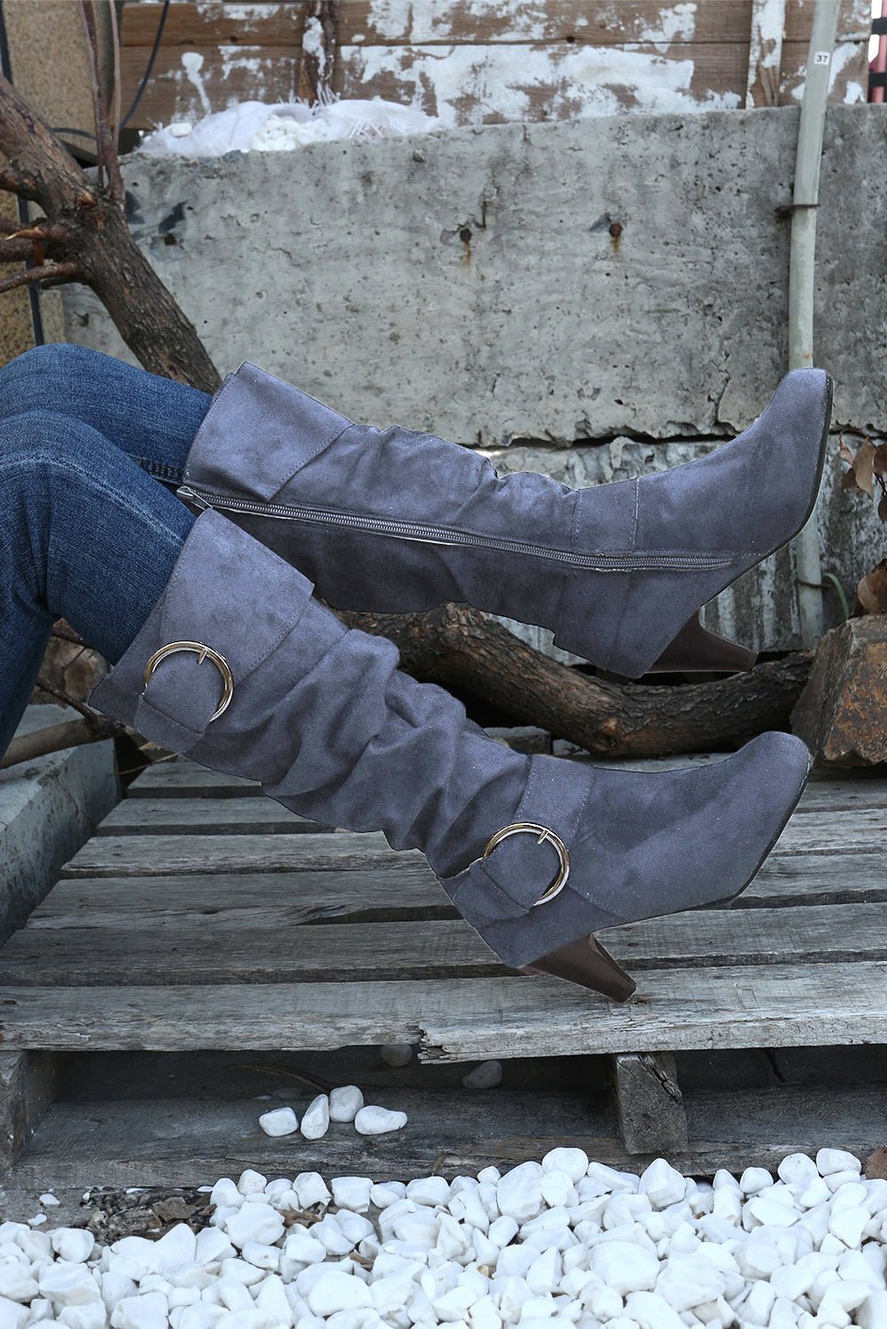 Kennedy Dual Buckle Strap Side Zip Boots - Rustic Avenue