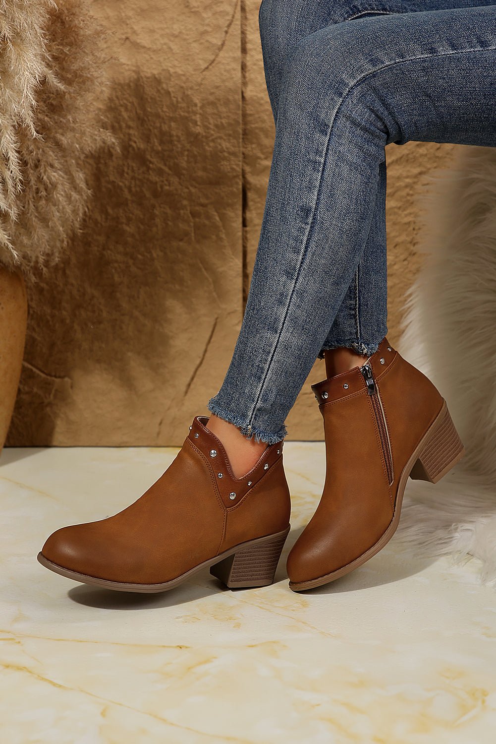 Melody Studded Ankle Boots - Rustic Avenue