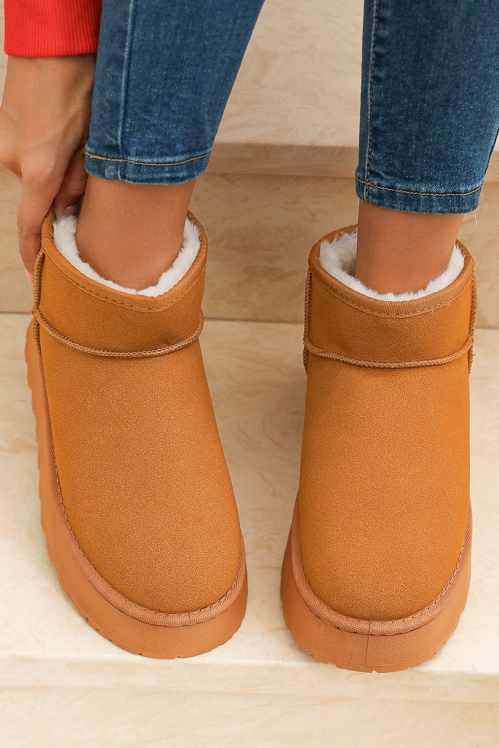 Anna Fur Lined Suede Ankle Snow Boots - Rustic Avenue