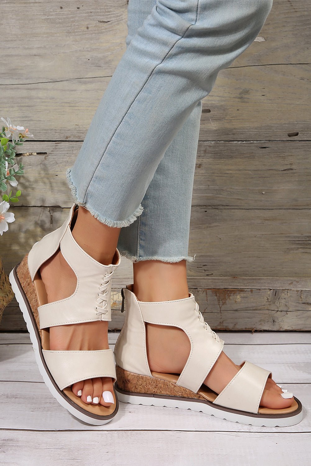 Nora Crisscross Hollowed Gladiator Sandals - Rustic Avenue