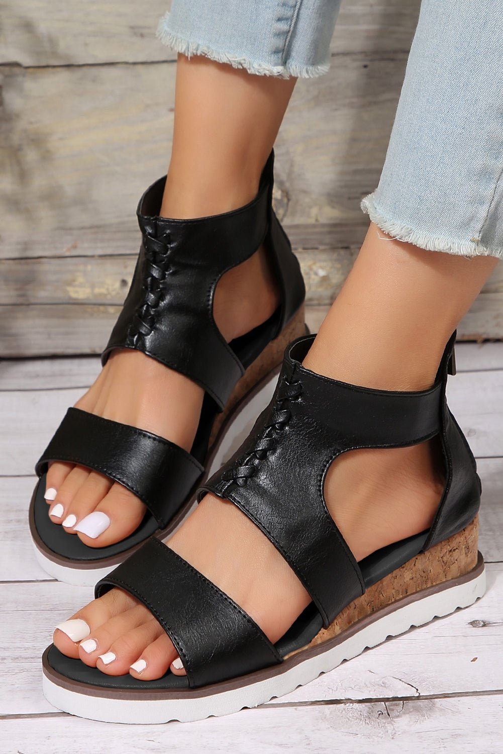 Nora Crisscross Hollowed Gladiator Sandals - Rustic Avenue