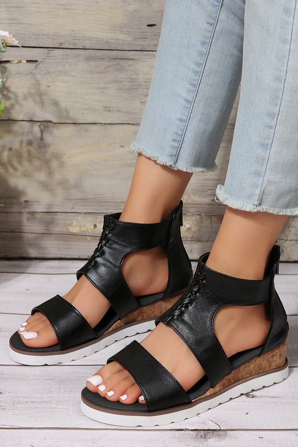 Nora Crisscross Hollowed Gladiator Sandals - Rustic Avenue