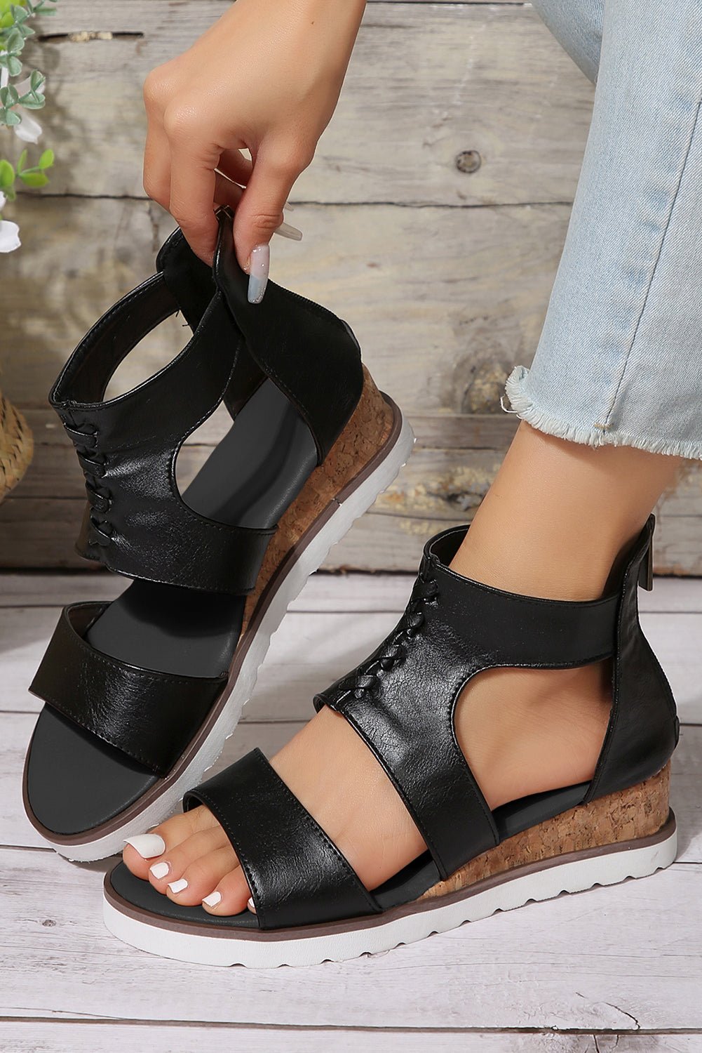 Nora Crisscross Hollowed Gladiator Sandals - Rustic Avenue