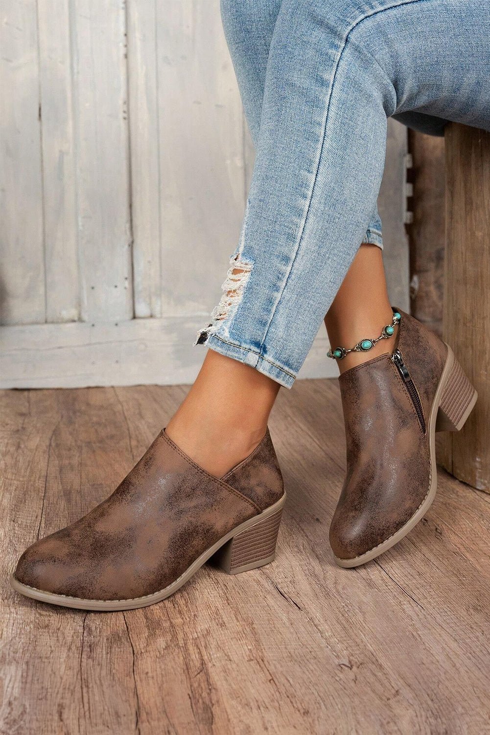 Tulip Opening Suede Ankle Boots - Rustic Avenue