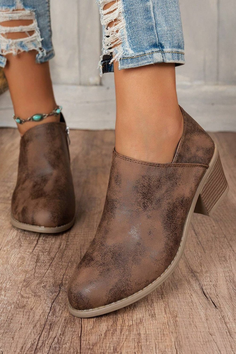 Tulip Opening Suede Ankle Boots - Rustic Avenue