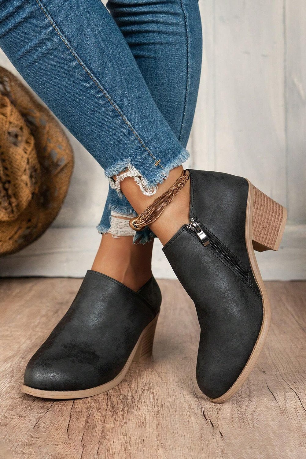 Tulip Opening Suede Ankle Boots - Rustic Avenue