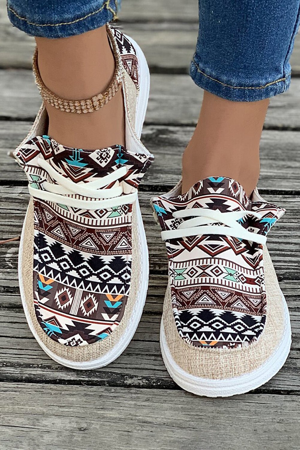 Bailee Vintage Aztec Lace - up Flat Shoes - Rustic Avenue