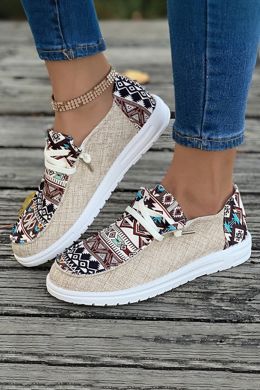 Bailee Vintage Aztec Lace - up Flat Shoes - Rustic Avenue