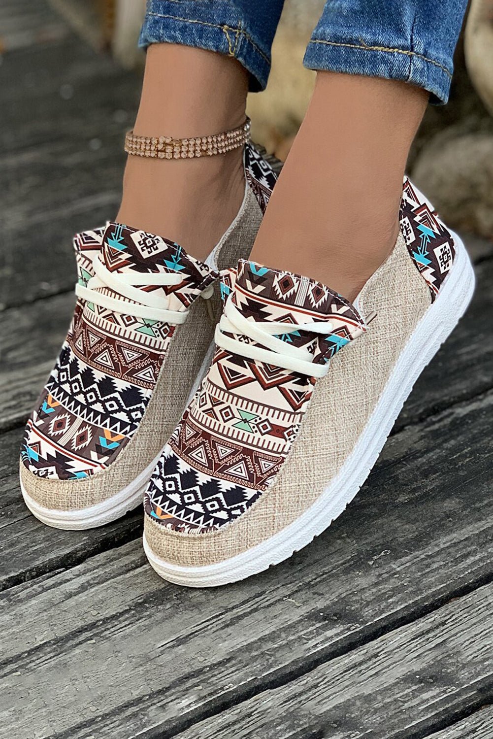 Bailee Vintage Aztec Lace - up Flat Shoes - Rustic Avenue