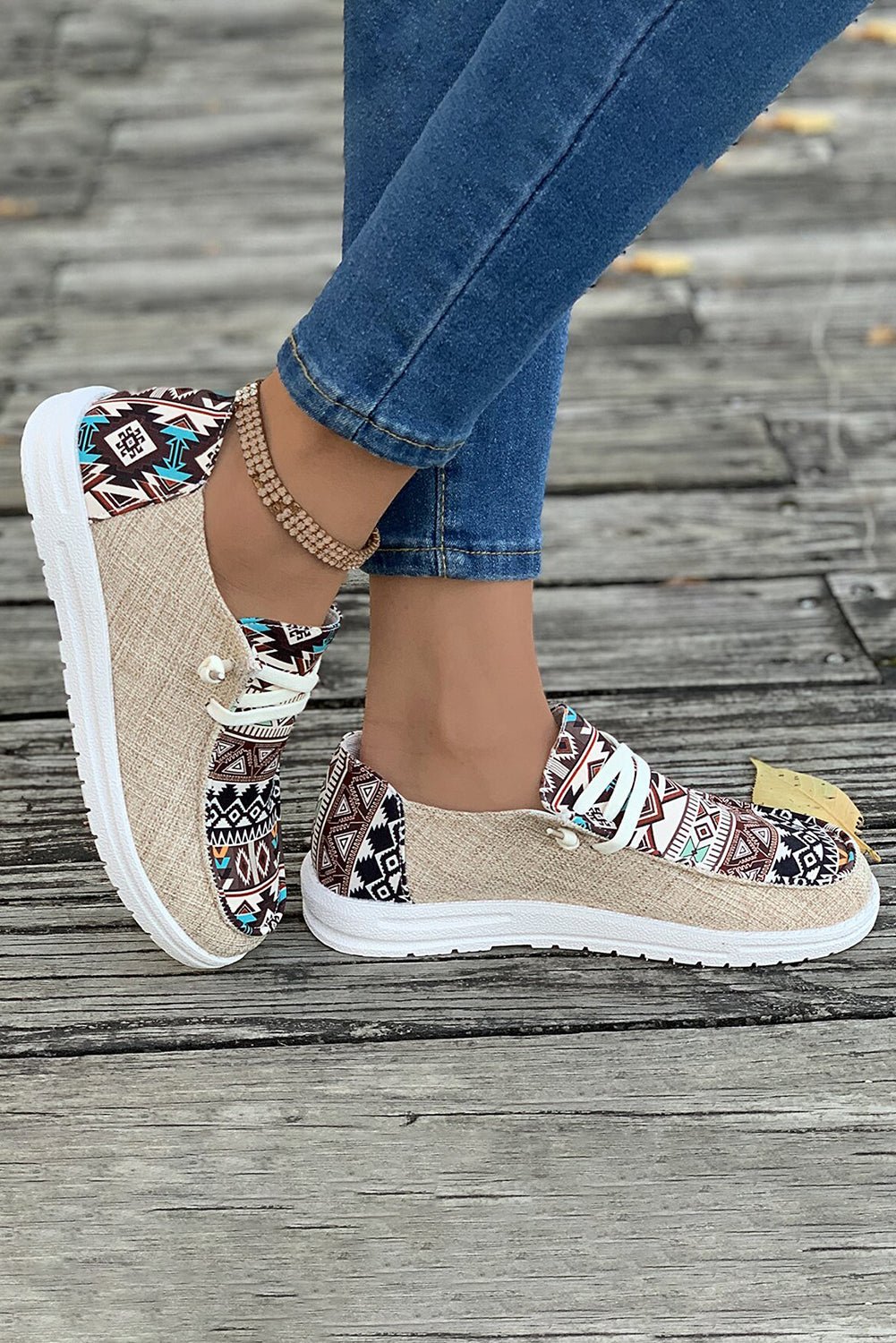 Bailee Vintage Aztec Lace - up Flat Shoes - Rustic Avenue