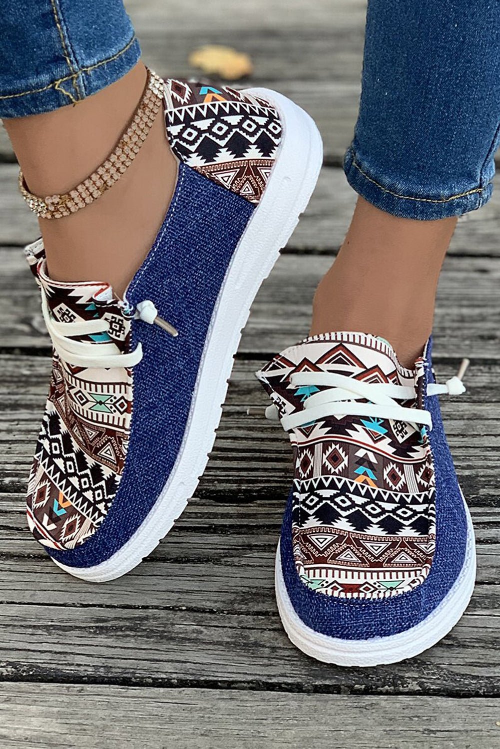 Bailee Vintage Aztec Lace - up Flat Shoes - Rustic Avenue