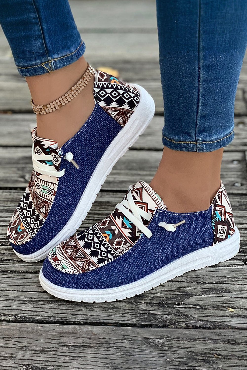 Bailee Vintage Aztec Lace - up Flat Shoes - Rustic Avenue