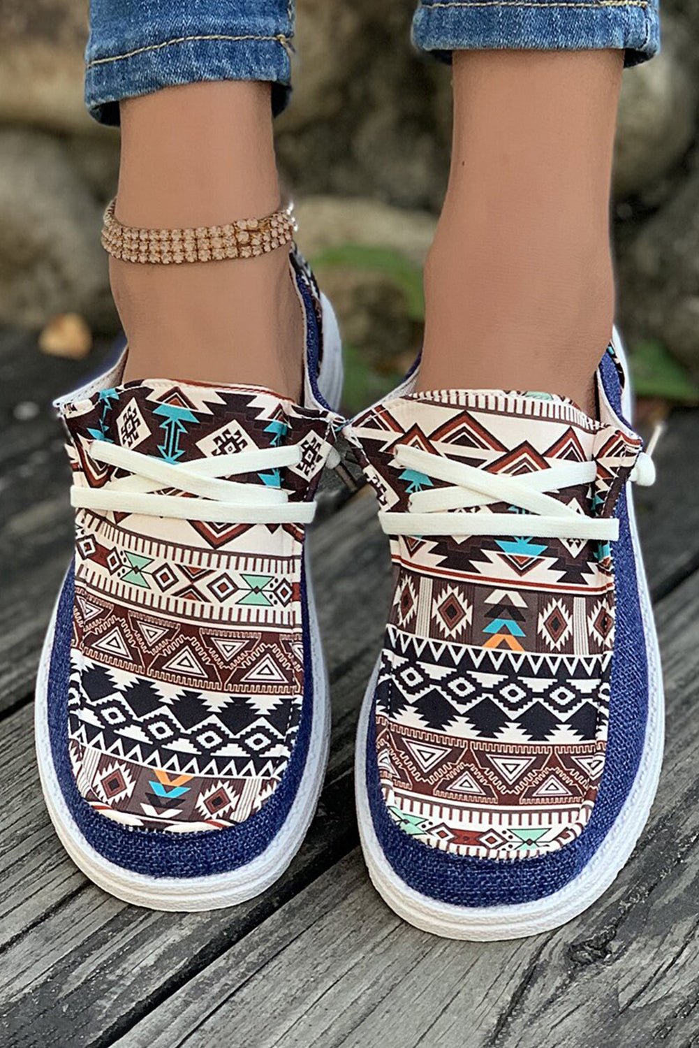 Bailee Vintage Aztec Lace - up Flat Shoes - Rustic Avenue