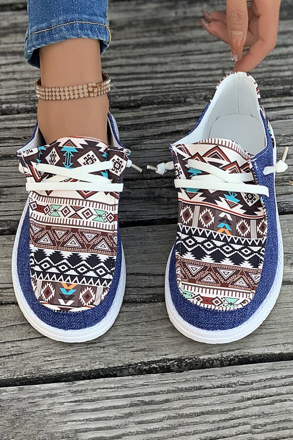 Bailee Vintage Aztec Lace - up Flat Shoes - Rustic Avenue