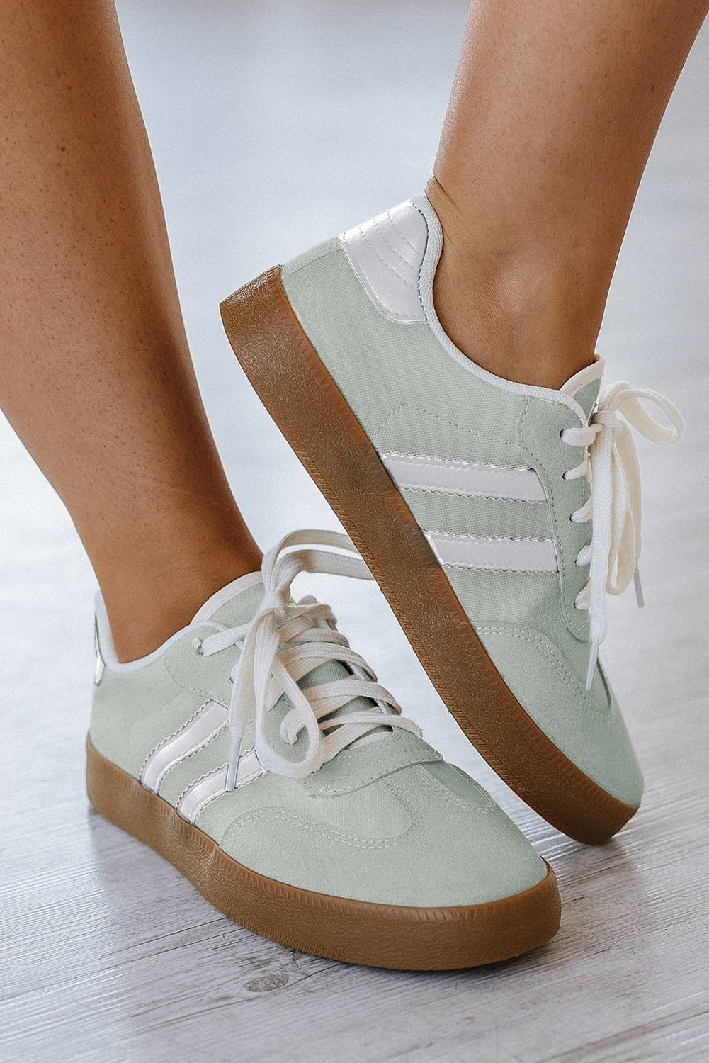 Willa Striped Lace - up Flat Sneakers - Rustic Avenue