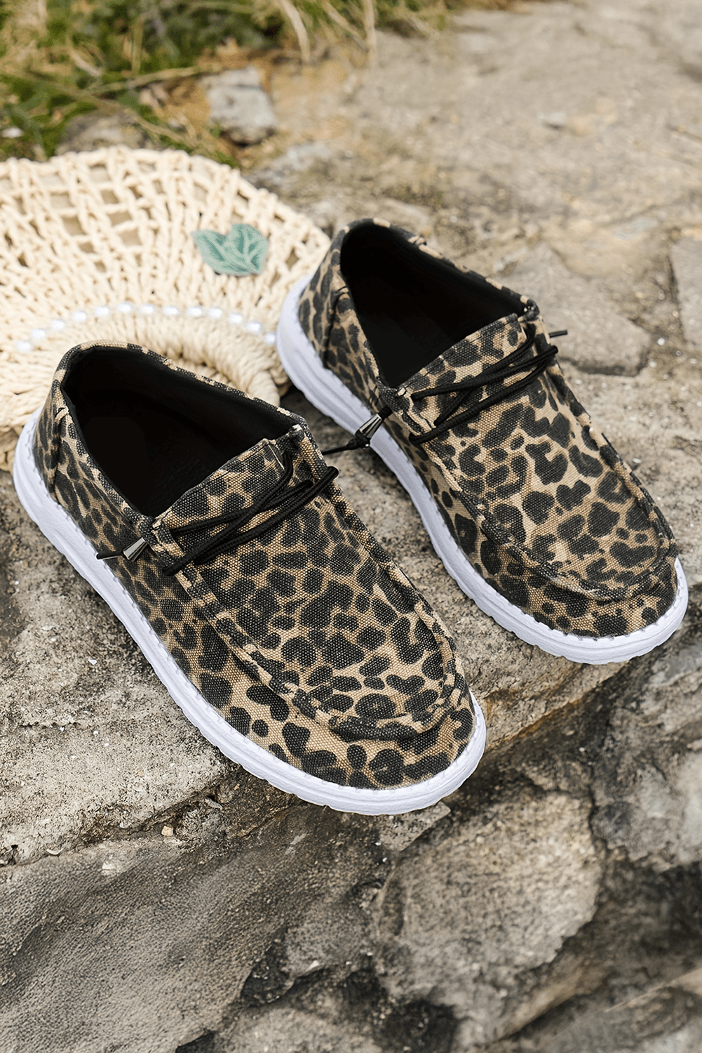 Kira Lace - up Decor Leopard Canvas Shoes - Rustic Avenue