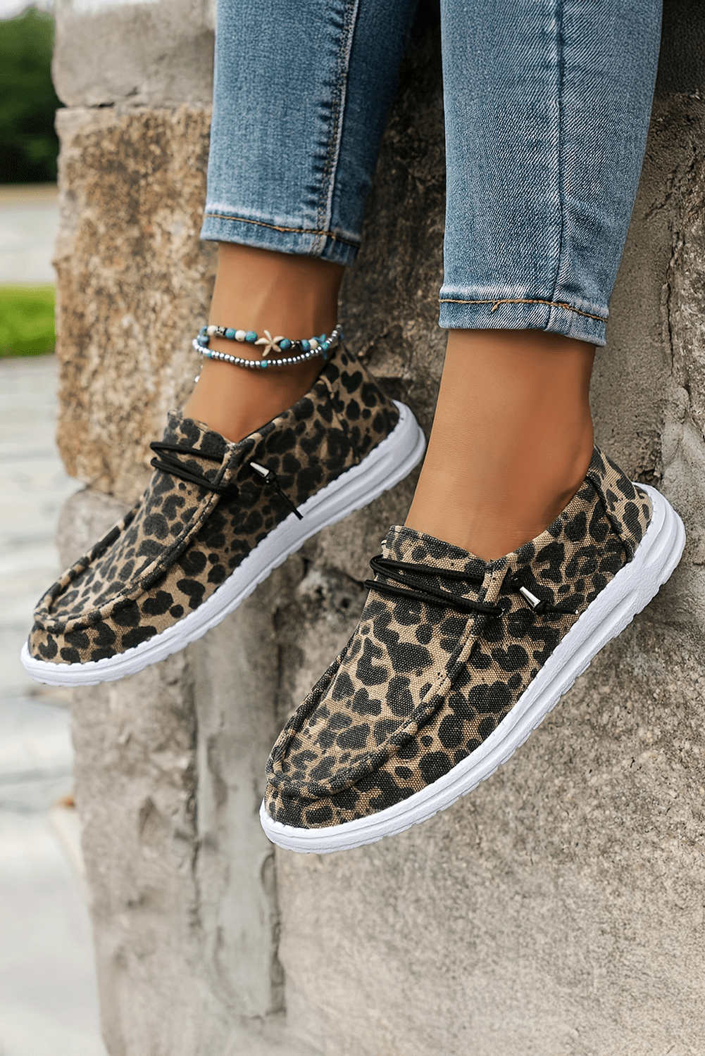 Kira Lace - up Decor Leopard Canvas Shoes - Rustic Avenue