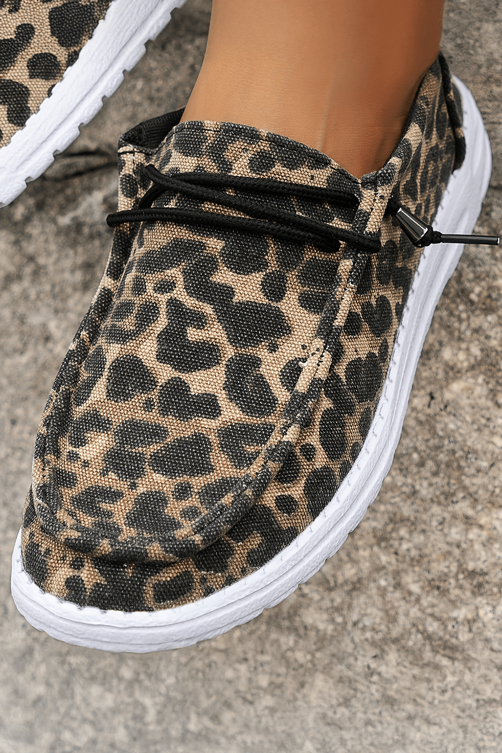 Kira Lace - up Decor Leopard Canvas Shoes - Rustic Avenue