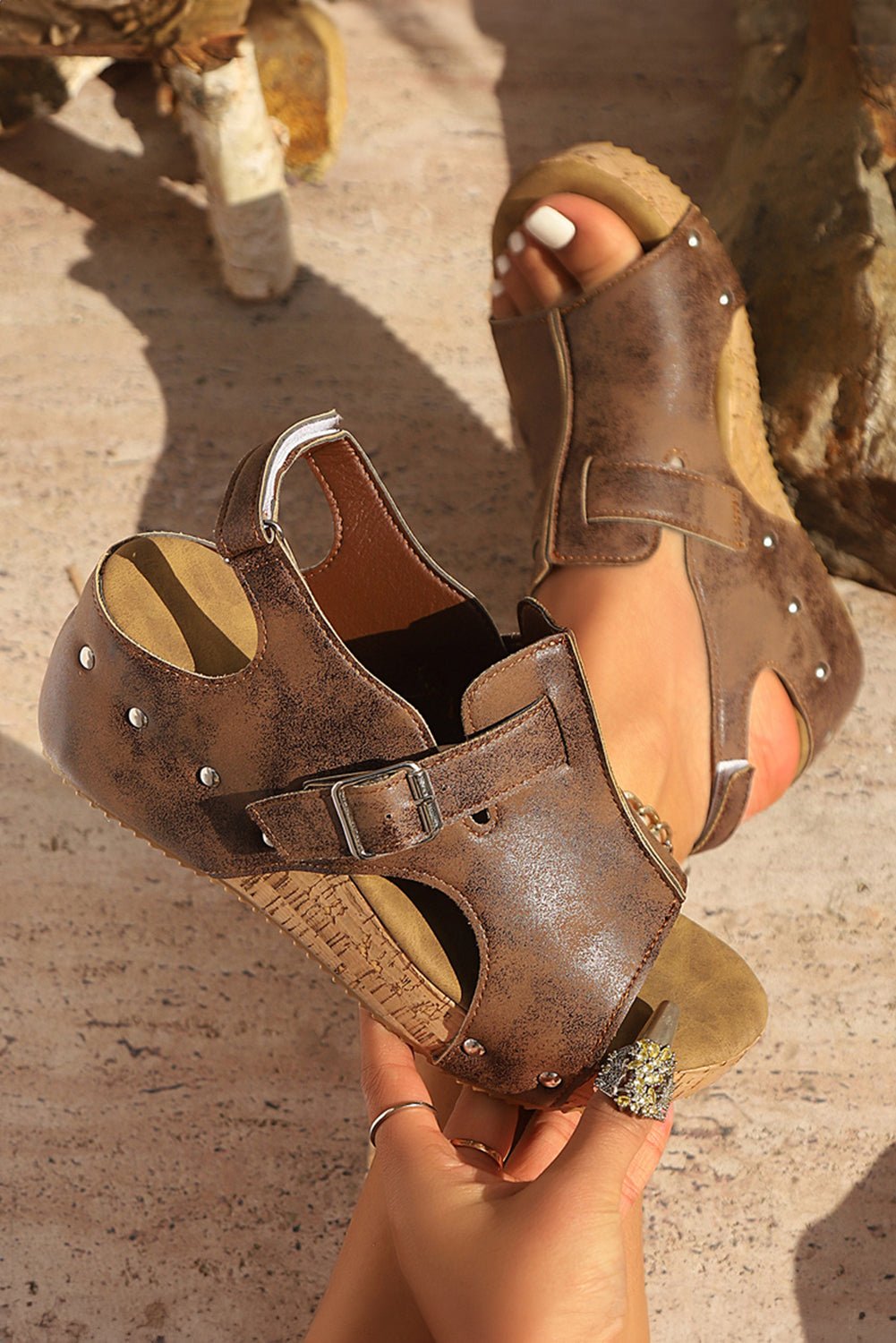 Camila Cut Out Buckle Platform Sandals - Rustic Avenue