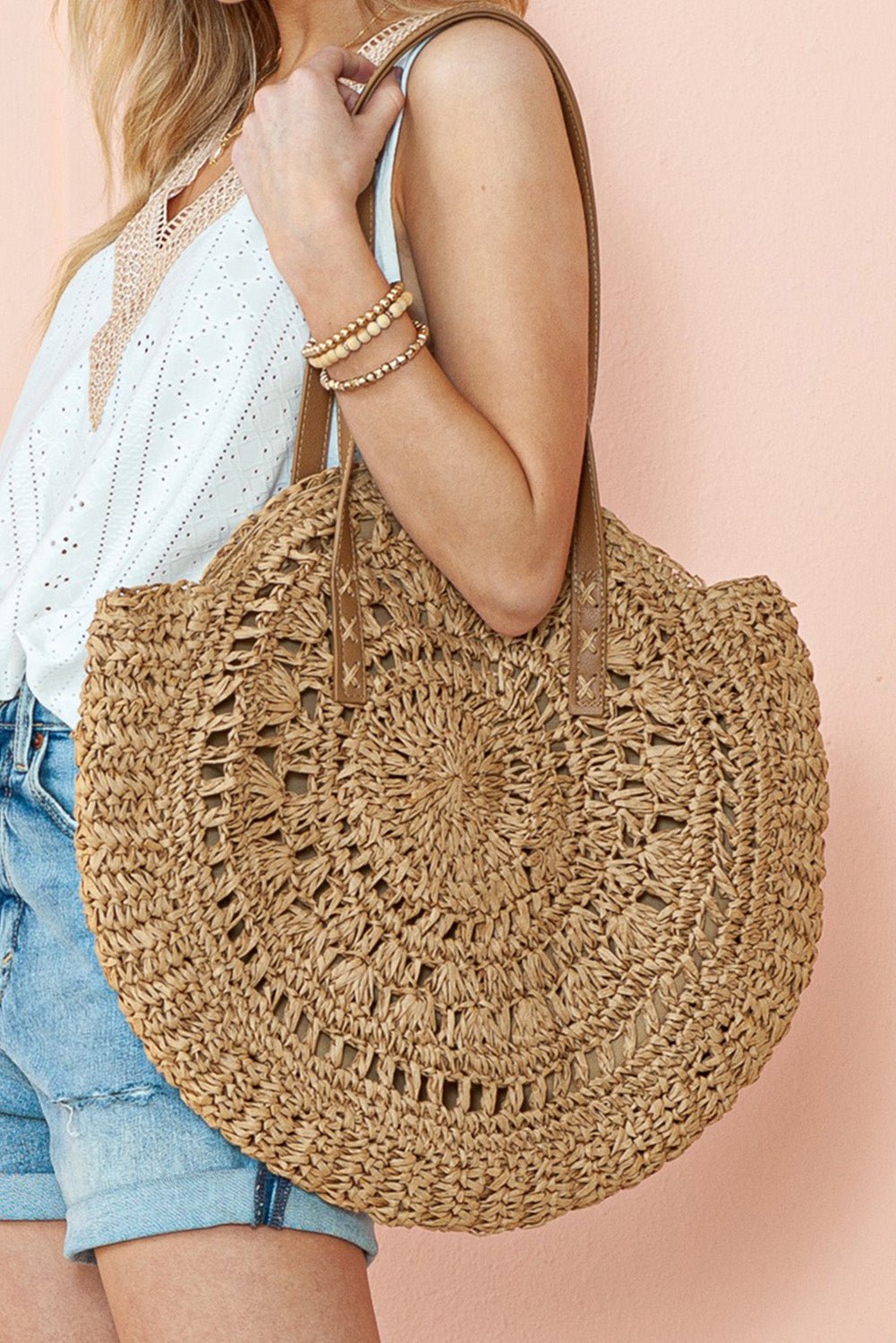 Mavis Bohemian Straw Woven Round Bag - Rustic Avenue