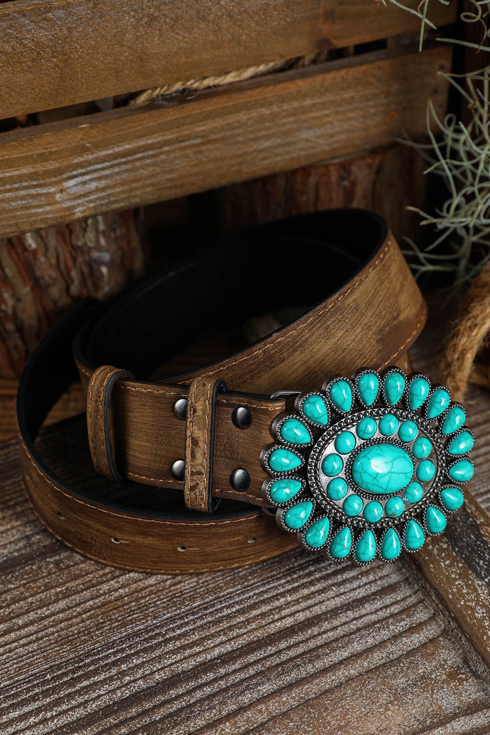 Western Turquoise Decor Retro Wide Belt - Rustic Avenue