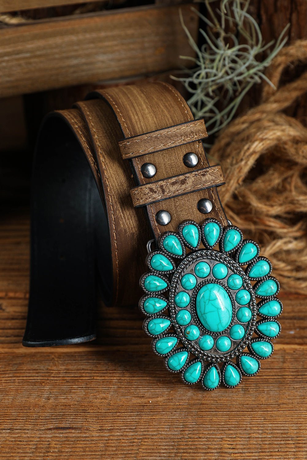 Western Turquoise Decor Retro Wide Belt - Rustic Avenue